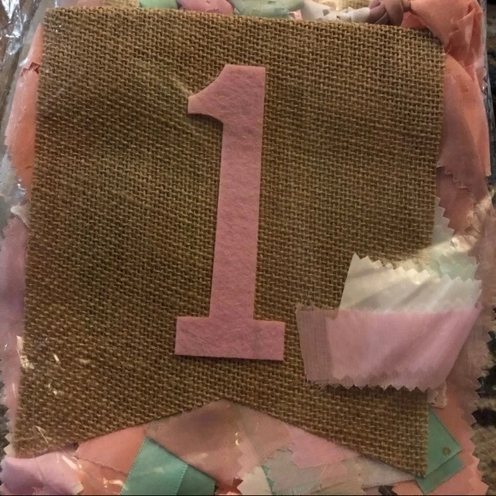 1 year‎ old banner burlap 5 foot ribbons